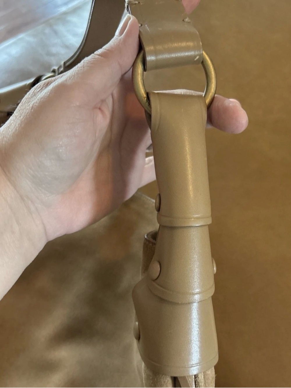 Bally Tan Suede And Leather Hobo Shoulder Bag Vintage Striped Interior - Picture 5 of 15